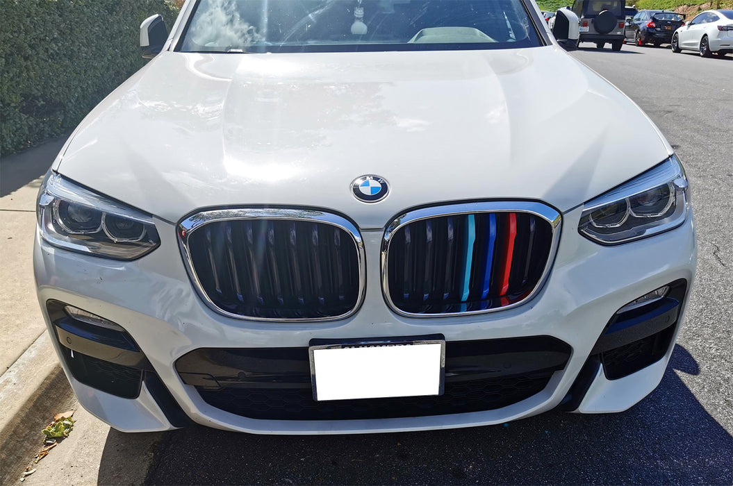 Exact Fit ///M-Colored Grille Insert Trims For 2018-2021 BMW G01 X3 w/ Standard Kidney Grille (7-Beam ONLY)