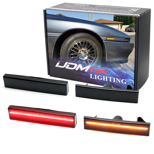 Smoke Lens Amber/Red Full LED Side Marker Light Kit For Toyota 1986-92 A70 Supra