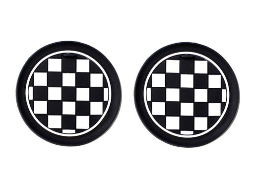 78mm Black UK Checkered Pattern Style Coasters For MINI Cooper Front Cup Holders