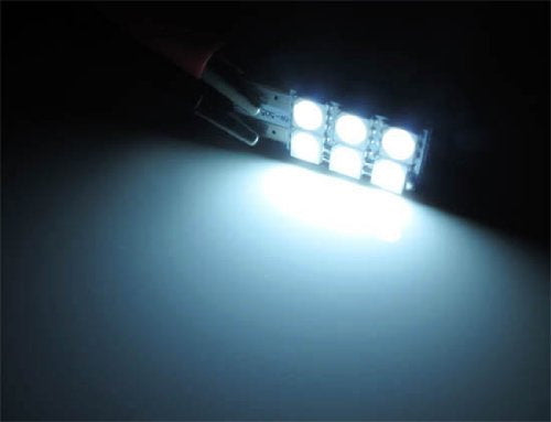 (2) White 6-SMD 168 2825 W5W T10 Wedge LED Visor Vanity Mirror Light Bulbs