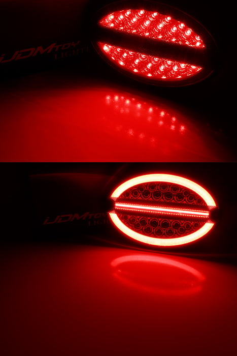 Red/Chrome Full LED Halo/Laser Tail Lights w/Hyper Flash Bypass For C5 Corvette