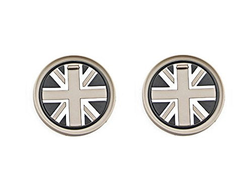 73mm Black Union Jack UK Flag Style Coasters For MINI Cooper Front Cup Holders