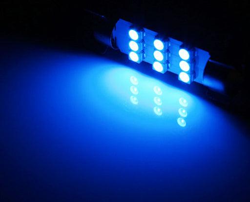 Ultra Blue 9-SMD-1210 1.50" 36mm 6418 C5W LED Bulbs For Car License Plate Lights
