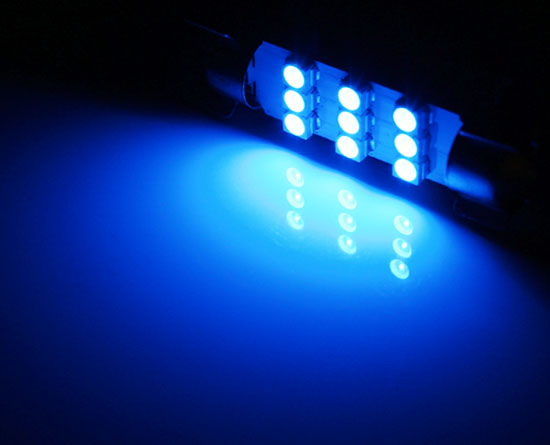 Ultra Blue 9-SMD-1210 1.50 36mm 6418 C5W LED Bulbs For Car License Pl —  iJDMTOY.com