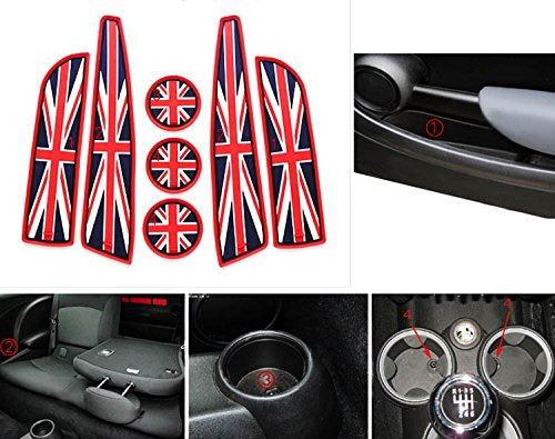 Red Union Jack UK Flag Style Coasters For MINI Cooper Cup Holders Side Door Mats