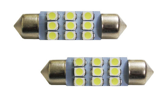 Ultra Blue 9-SMD 1.50" 36mm 6411 6418 LED Bulbs For Car Interior Map Dome Lights