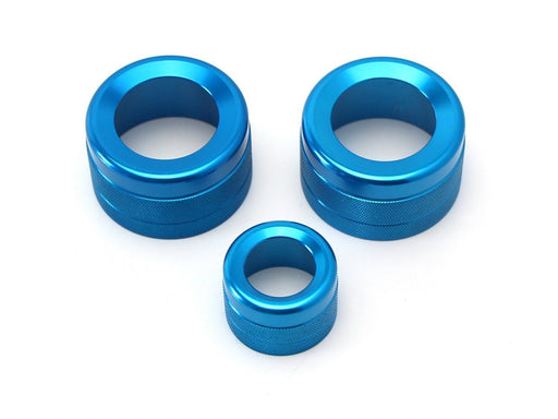 3pcs Blue AC Climate Control Radio Volume Knob Ring Covers For BMW 5 6 7 Series