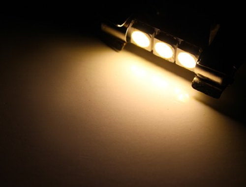 (2) Warm White 3-SMD 6641 LED Bulbs For Car Vanity Mirror Lights Sun Visor Lamp
