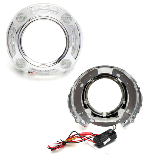 Cayenne 4-Point Style White/Amber LED DRL Shrouds For 3.0" H1 Headlamp Projector