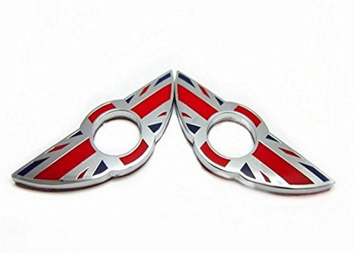 Red Union Jack UK Flag Style Wing Emblem Rings For MINI Cooper Door Lock Knobs