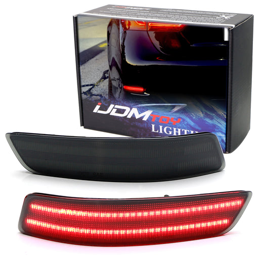 Smoked Lens Red LED Rear Bumper Reflectors For Lexus 2013-2018 ES, 2013-2020 GS