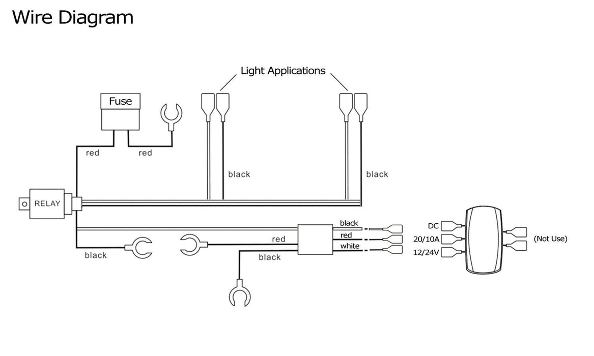 2-Output Relay Wiring Harness w/ Burn Ya' Bastard LED Light Switch For Fog Lamp