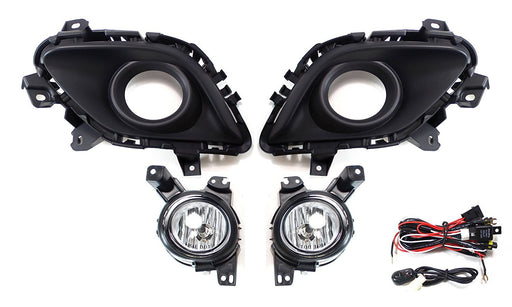 Complete Clear Lens Fog Light Kit w/ Bezel Covers, Wirings For 2014-16 Mazda 6