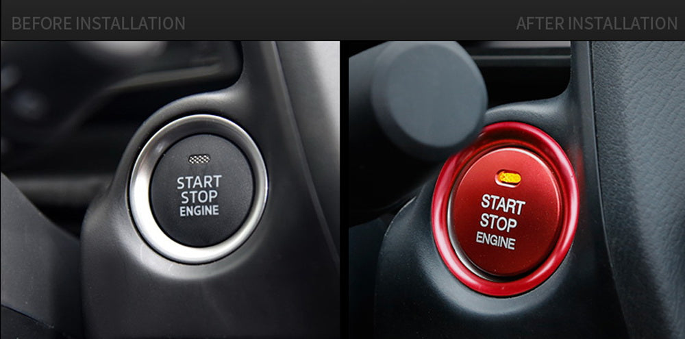 Red Aluminum Keyless Engine Push Start Button w/ Decoration Ring For Mazda 3 6