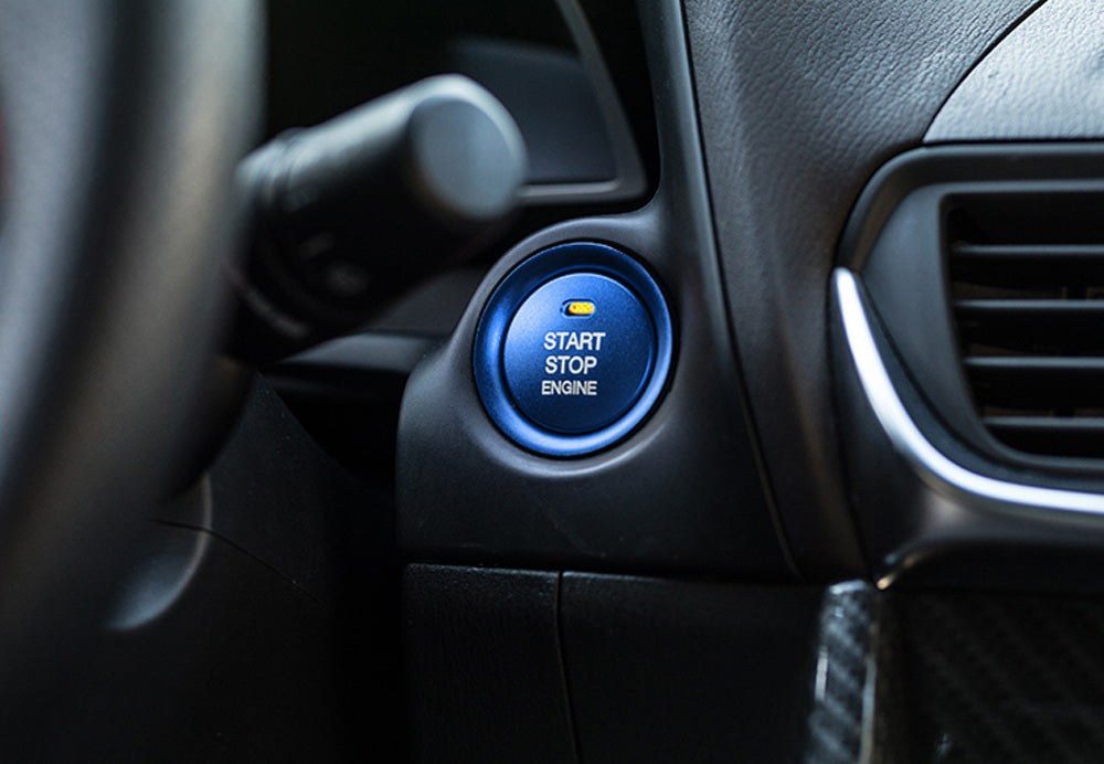 Blue Aluminum Keyless Engine Push Start Button w/ Decoration Ring For Mazda 3 6