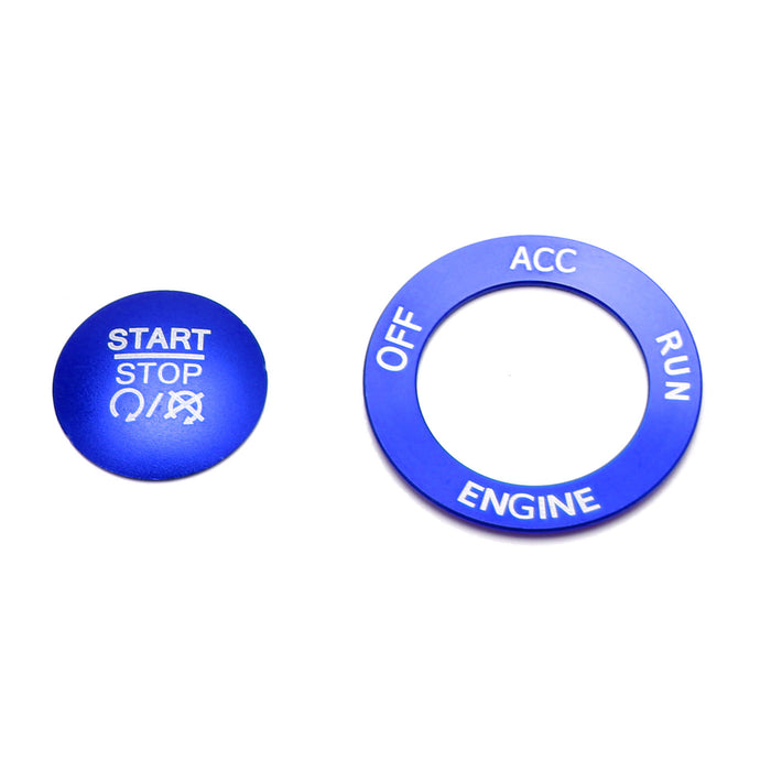 Blue Engine Push Start Button & Surrounding Ring For Dodge Charger Challenger...