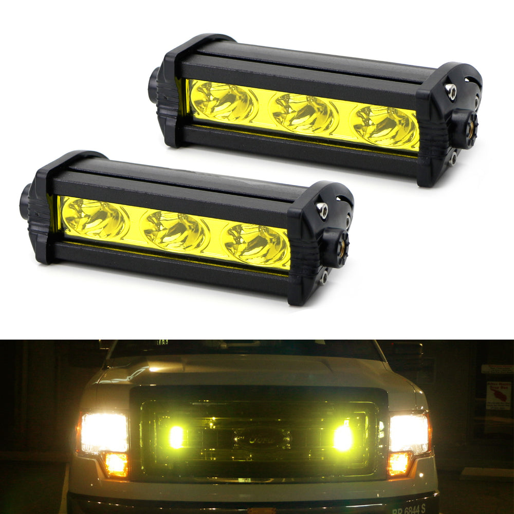 Yellow 3-CREE LED Daytime Running Lights For Behind Grille, Lower Bump ...