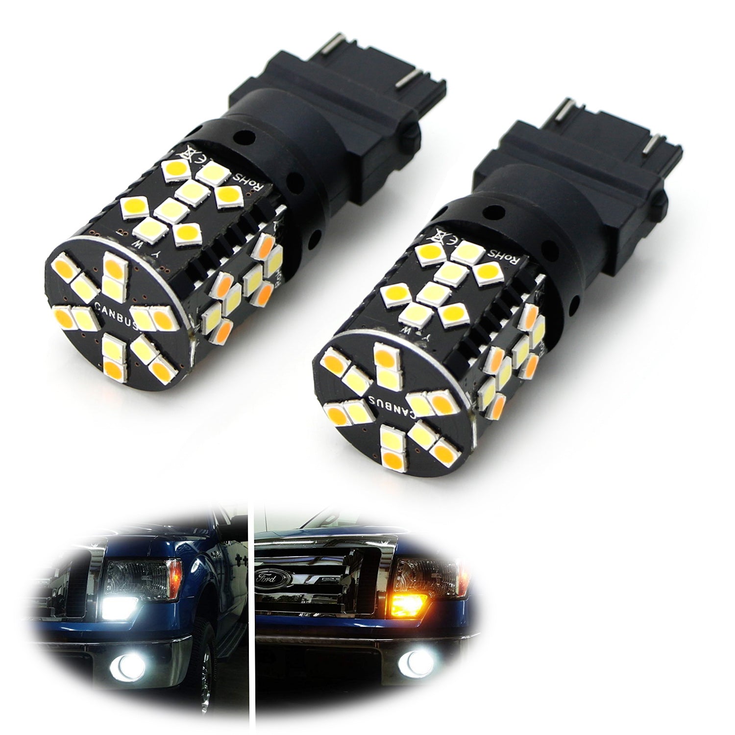 3157 Amber LED Turn Signal Bulbs For Ford F-150 & Super Duty - CANBUS Error Free, Super Bright