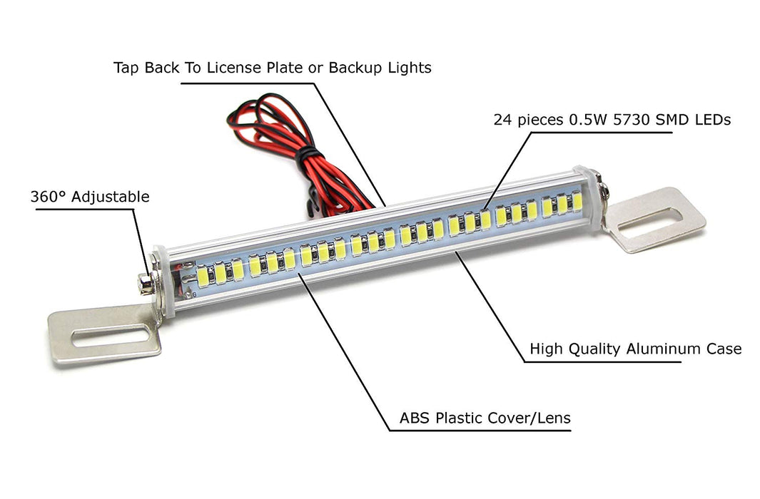 2pcs White 24-SMD Bolt-On LED Lamps For License Plate or Backup Reverse Lights