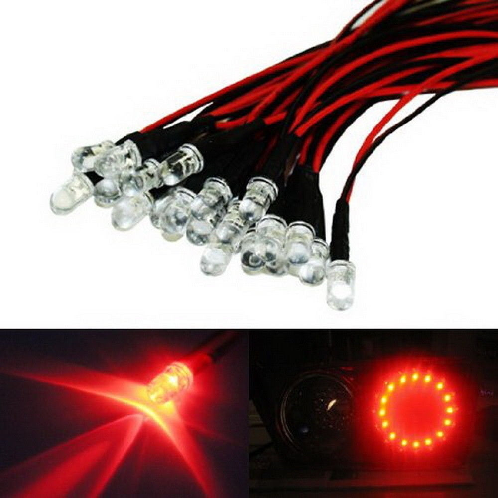 Led 12v Red 20 Brilliant Red 12V LED Lights For Tail Lamps Angel Eyes 3rd Brake Re ...