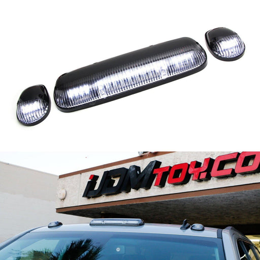 Clear/Black Lens 3pc LED Cab Roof Lights w/ White LED Light/Bulb For Trucks