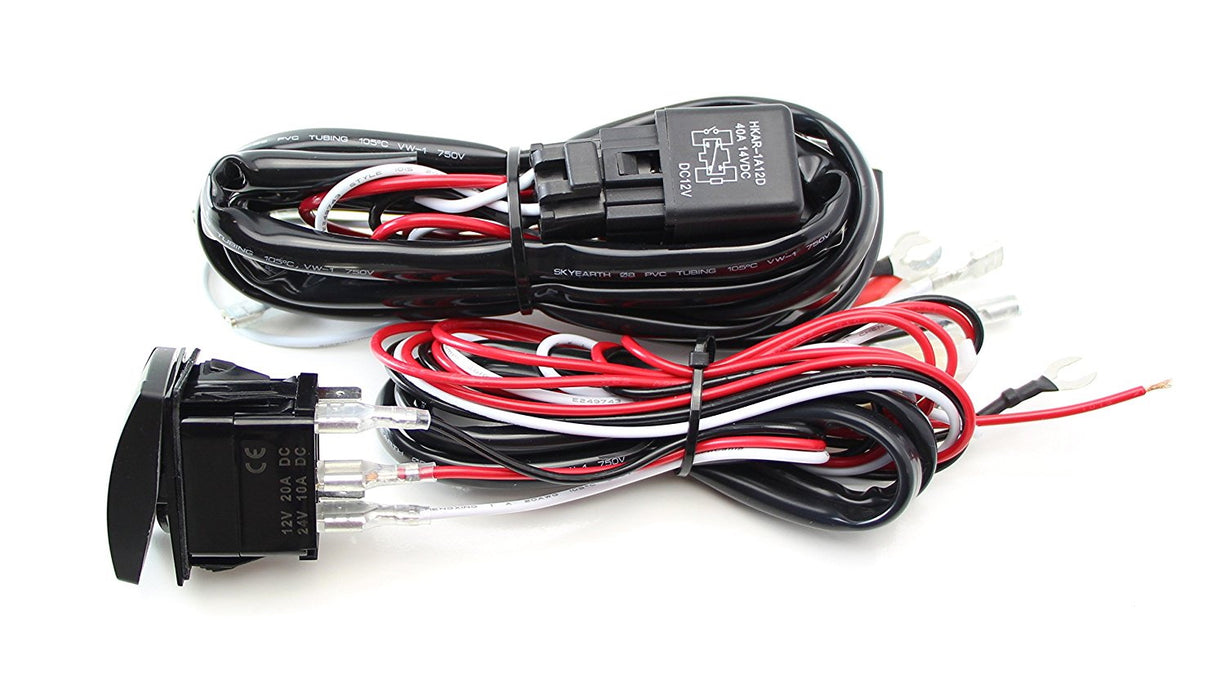 2-Output Relay Wiring Harness w/ Reverse Lights LED Light Switch For Fog Lamp