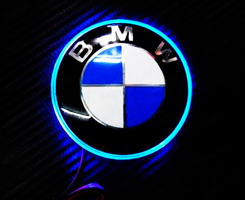 1) 82mm Ultra Blue Emblem LED Background Light For BMW 1 3 5 7