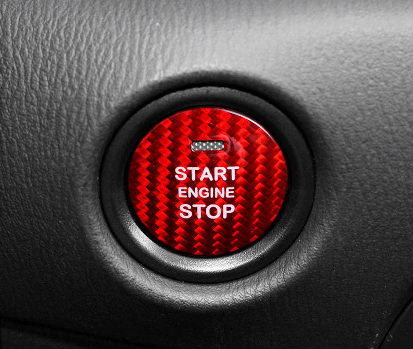 Sports Red Real Carbon Fiber Engine Start/Stop Button Cover For 19+ Mazda3 CX30