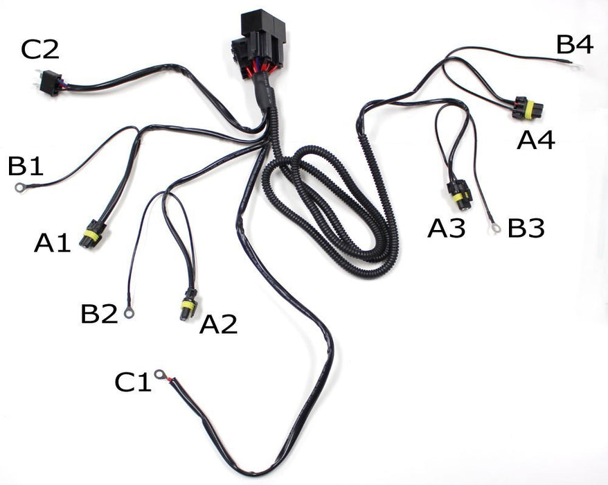 Xenon Headlamp Kit Dual-Relay Wiring Harness for H4 9003 HB2 Hi/Lo 4 Lamps