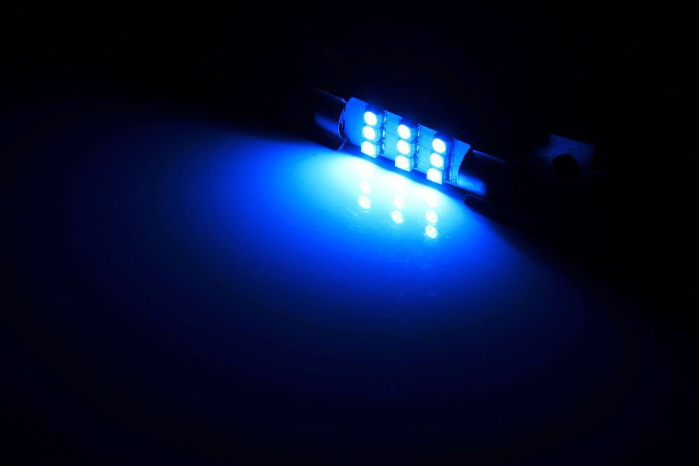 Ultra Blue 9-SMD 1.72" 42mm 578 211-2 LED Bulbs For Interior Map Dome Lights