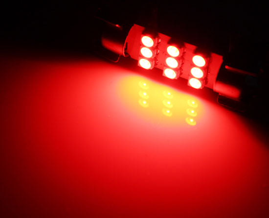 Super Red 9-SMD 1.50" 36mm 6411 6418 LED Bulbs For Car Interior Map Dome Lights