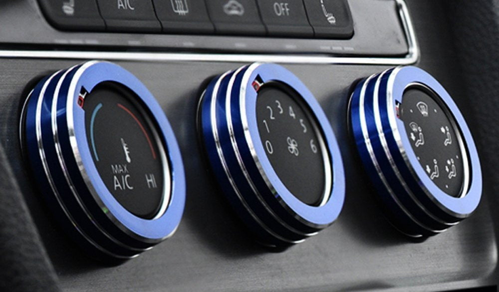 Blue Anodized Aluminum AC Climate Control Ring Knob Covers For VW MK7 Golf GTI
