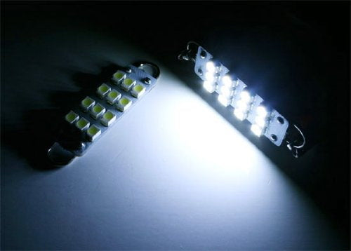 White 43mm 211-2 212-2 214-2 578 12-SMD-3528 Rigid Loop LED Bulbs For Door Light