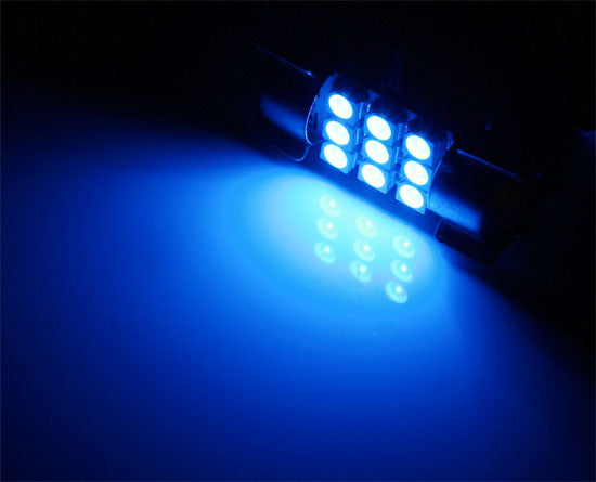 Ultra Blue 9-SMD-1210 1.25" DE3175 DE3022 LED Bulbs For Step Side Door Lights