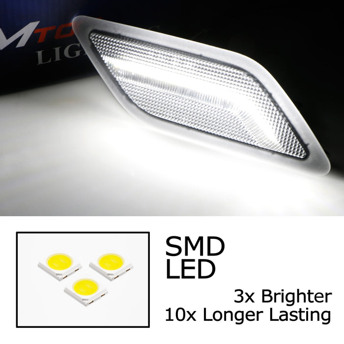 Clear Lens White LED Side Marker Lights For 2010-13 Mercedes Pre-LCI E-Class 4Dr