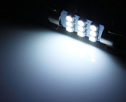 (4) White 9-SMD Festoon 1.50-Inch 36-39mm LED Bulbs For Interior Dome Lights etc