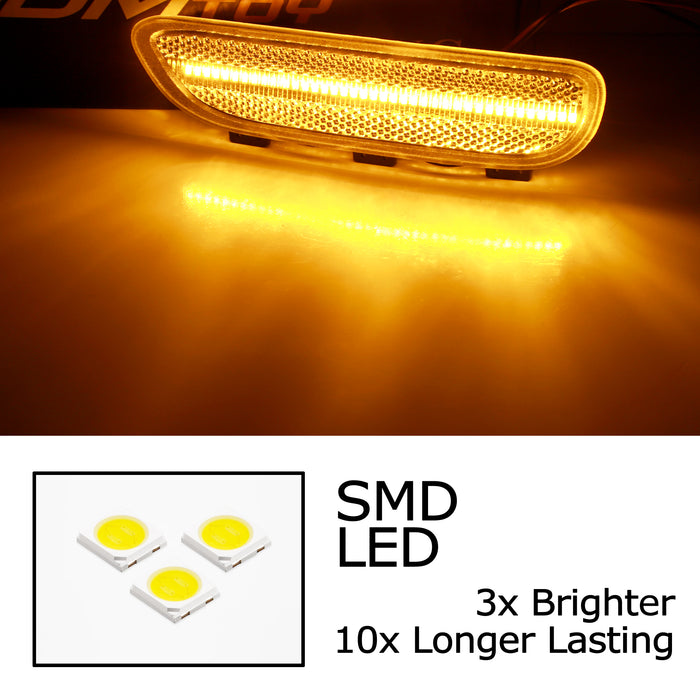 Clear Lens Amber LED Front Reflector Replace Markers For BMW 01-03 3 Series 2Dr