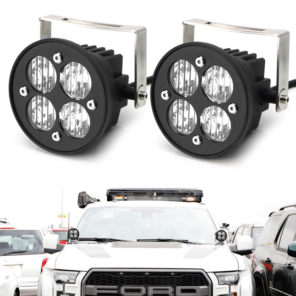 Gear Up 4" Round Bumper Fog Light Kit – Super White With Blue Halo For Challenger