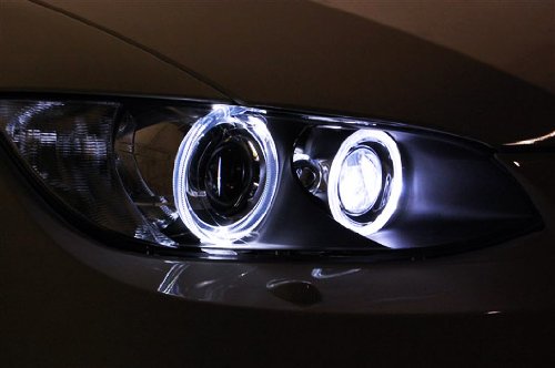 (2) White LED Angel Eye Bulbs For BMW E90 E91 325i 330i Pre-LCI, Powered by 7000K Xenon White 6W LED Light w/ Keychain Lanyard-iJDMTOY