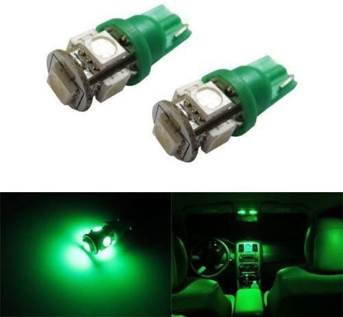 5-SMD 168 194 2825 T10 LED Car Interior Map Dome Light Bulbs, Emerald Green