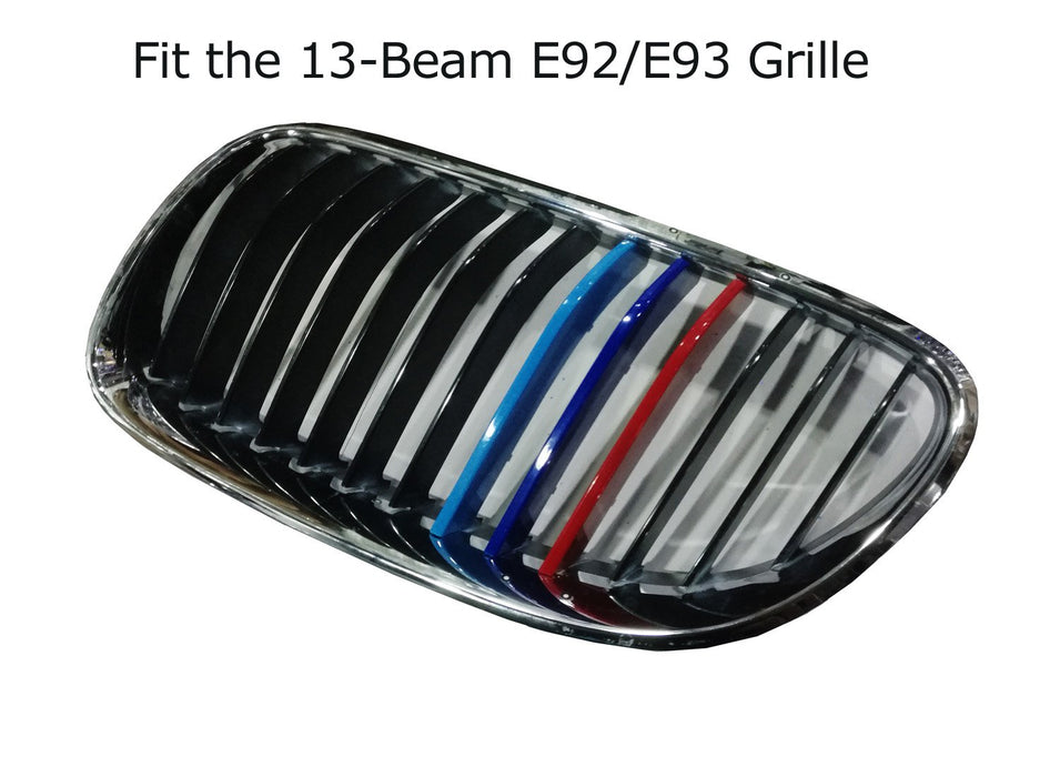Exact Fit ///M-Colored Grille Insert Trims For 2011-2013 BMW E92/E93 LCI 3 Series 2-Door Coupe 328i 335i 335is with 13-Beam ONLY-iJDMTOY