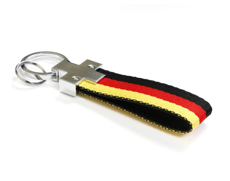 Euro Germany Flag Stripe Nylon Band w/ Inner Leather Key Fob Chain Key ...