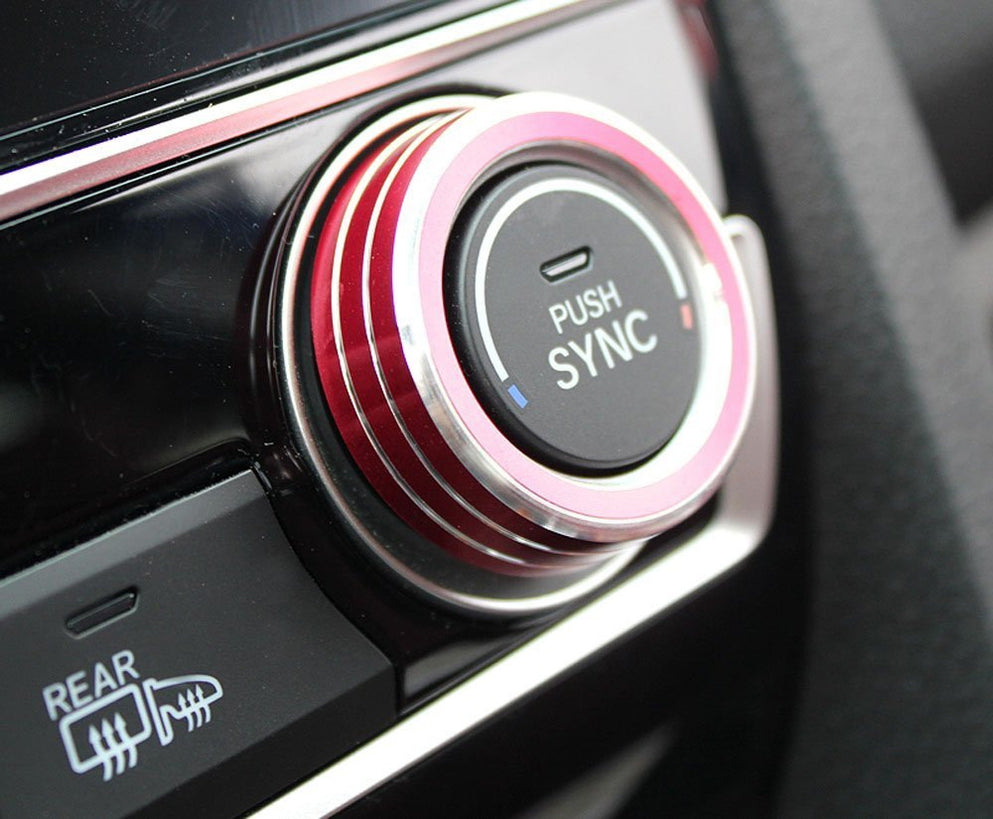 Red Anodized Aluminum AC Climate Control Ring Knob Covers For 16-21 Ho ...