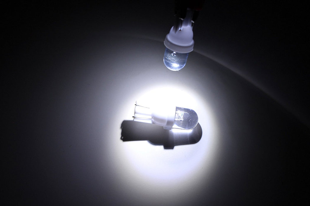 (10) White 1-LED 168 175 194 2825 W5W T10 LED Bulbs For Car Interior Lights, etc