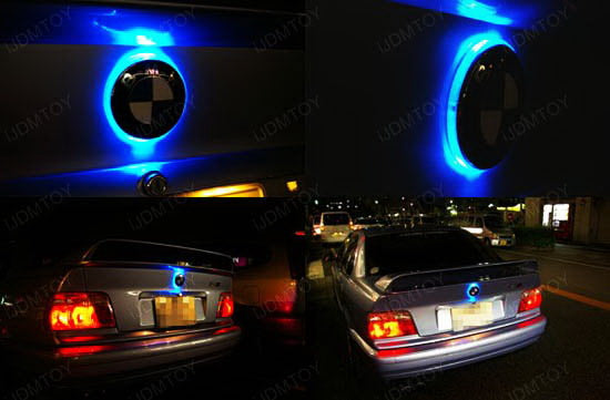 (1) 82mm Ultra Blue Emblem LED Background Light For BMW 1 3 5 7 Series X3 X5 X6