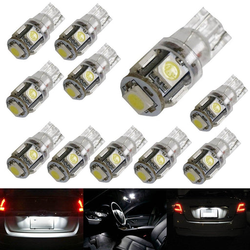 10 Pieces 5-SMD 168 194 2825 LED Bulbs For Car Interior, Parking, License Lights
