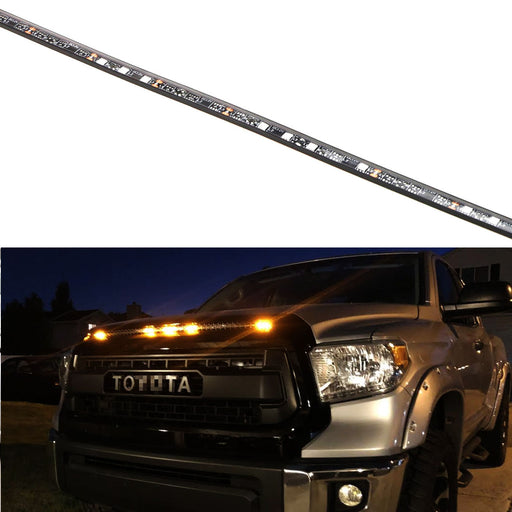5-Bar/Section Amber Raptor Style LED Hood Bulge Grille Light For Toyota Tundra