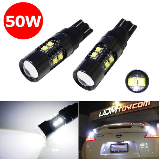 (2) High Power 50W CREE T10 LED Bulbs For Car Backup Reverse Lights 912 921 T15