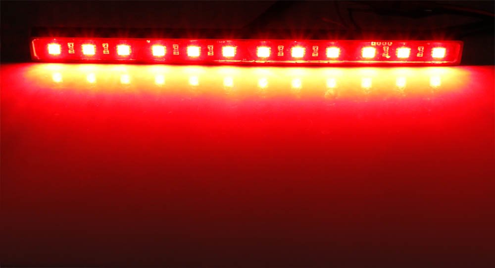 (1) Brilliant Red Universal 12-SMD LED Aluminum Bar For Motorcycle Bike ATV Car RV SUV, etc For Brake Tail Light & Left/Right Turn Signal Lamp-iJDMTOY