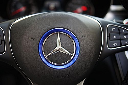 (1) Sports Blue or Red Aluminum Steering Wheel Center Decoration Cover Trim For 2015-up Mercedes C E CLA GLA GLC GLE Class-iJDMTOY